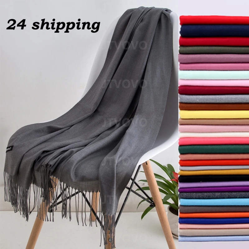 

Tassels Long Solid Color 2023 Fashion Women Scarf Winter Hijabs Lady Shawls Cashmere Like Pashmina Bandana Scarves Wraps Echarpe