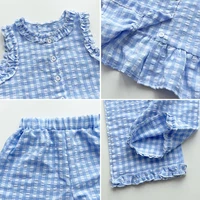 Ensemble deux pièces d'été rose pour filles, avec haut sans manches à simple boutonnage et pantalons décontractés, nouveaux ensembles de vêtements pour enfants 6