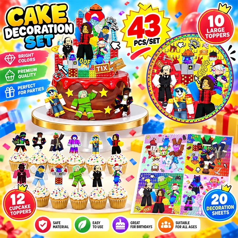 Roblox-Explosionen Einweg-Becher, Teller, Strohhalme, Servietten, Cupcake-Ballons, Cartoon-Geburtstagsparty-Dekorationen für drinnen und draußen