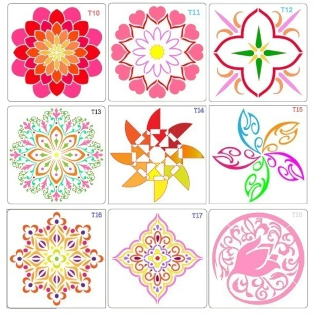 STONEGO 창의적인 벽화 캐비닛 만다라 템플릿, DIY 해골 템플릿, 36 만다라 템플릿