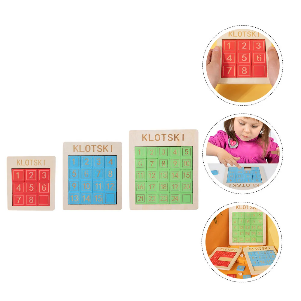 

3 Pcs Toddler Toys Playset Digital Huarong Road Kids Girl Parent-child for Girls Puzzle