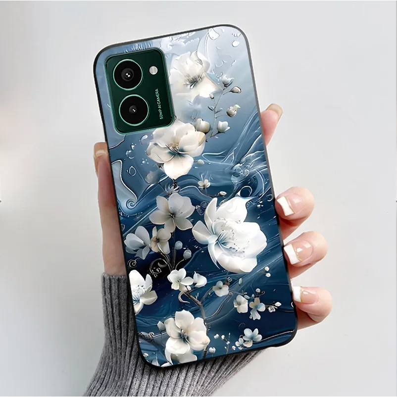 Luxury Fashion Butterfly Flower Painted Black Soft TPU Silicone Phone Case
