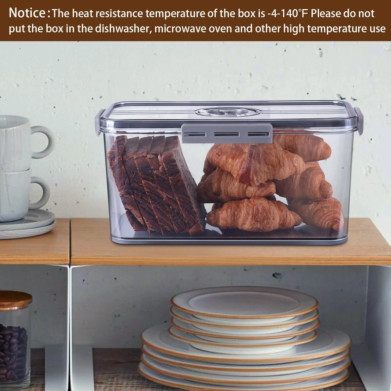 Food Storage Box Bread Box with Lid for Kitchen Countertop Fridge Organizers