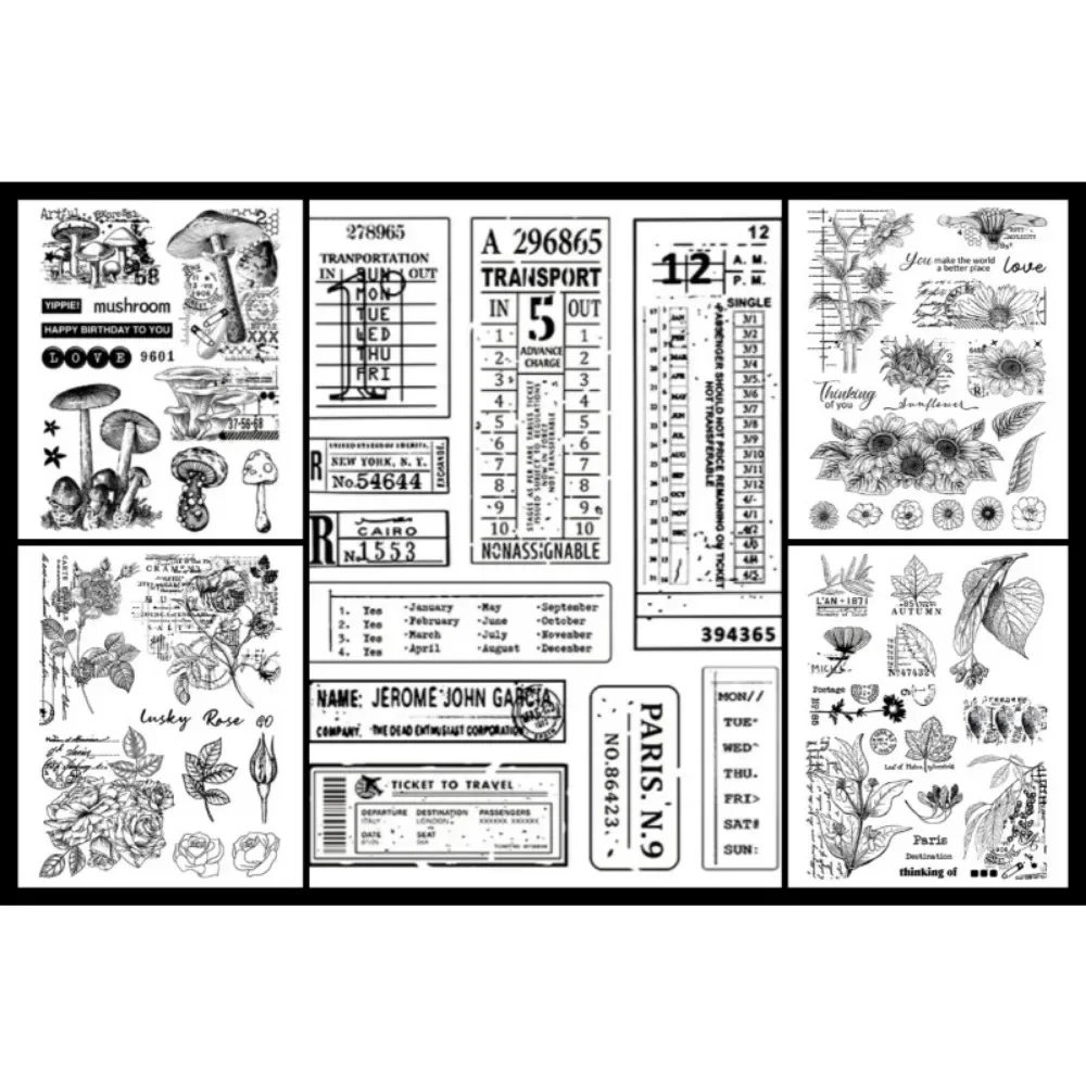 Plant Sunflower Mushroom Clear Seal Silicone Stamps 15*20cm for Album Scrapbooking Label Craft Supplies