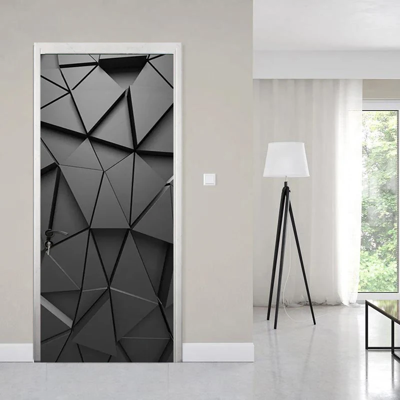 3D Geometric DIY PVC Door Decoration Sticker