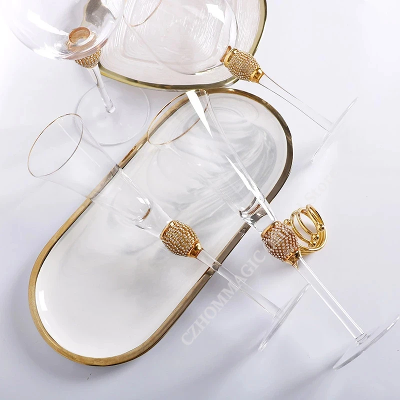 4/2Pcs Creative Gold Rimmed Glass Cup Red Wine Cocktail Champagne Whiskey Glass Drink Cup Bar Party Goblet Wedding Supplies Gift