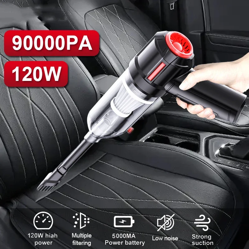 

90000Pa 120W Car Wireless Vacuum Cleaner High Power Portable Hand-held Vacuum Cleaners Cordless for Home Car Car Vacuum Cleaner