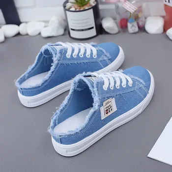 2024 Primavera Estate Donna Canvas Sneaker Low Top Denim Sneakers Donna Lace-Up Piatto Tela Scarpe da tavolo Donna sapatos femininos 1