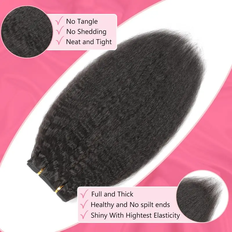 Kinky Straight Clip ins 26 Inch Clip in Hair Extensions Remy Seamless in Hair Extensions Human