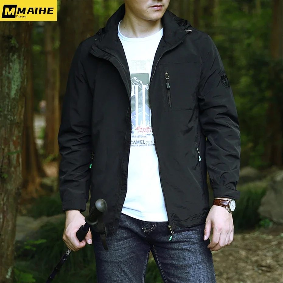 Outdoor Jacket Men Waterproof Jacket Coat Fashion Casual army green Camping Jackets Male Outerwear Green Windbreaker Big Size 5X