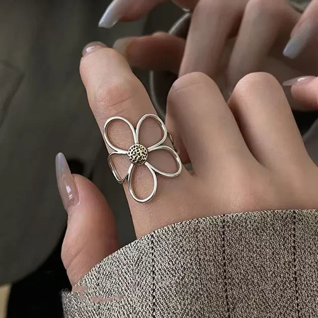 New Simple Daisy Flower Ring For Women Fashionable Personalized Daily Accessory Party Jewelry Birthday Anniversary Gifts