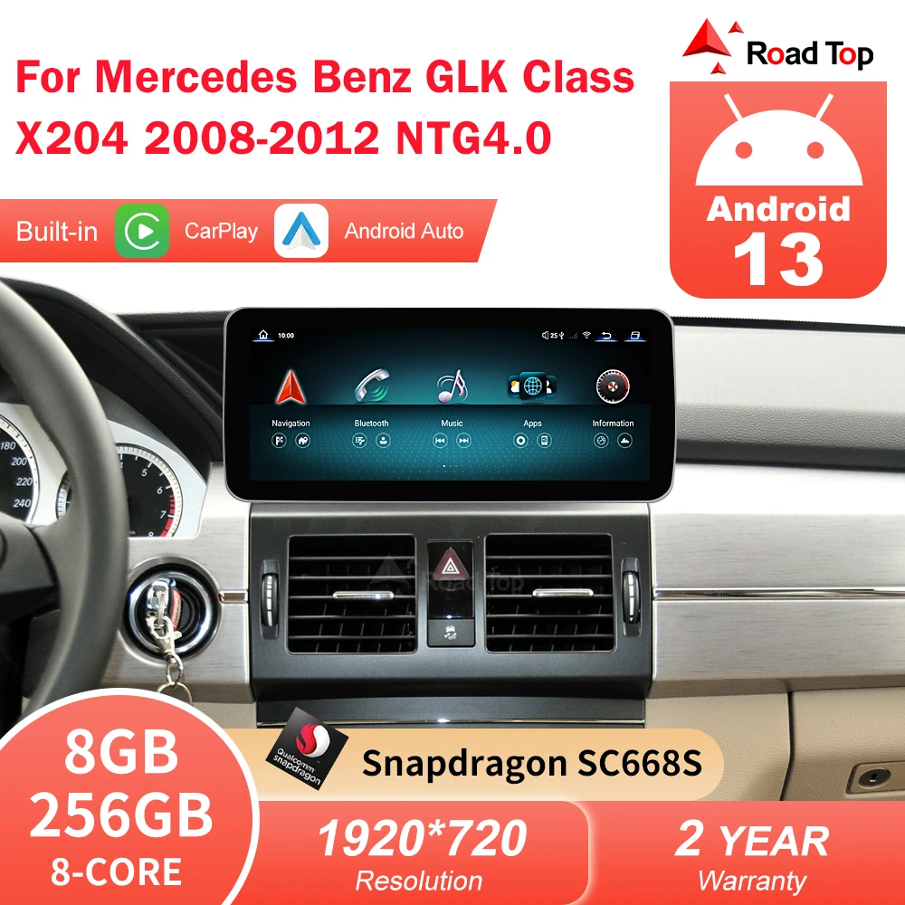 

Android 13 CarPlay Touch Screen For Mercedes Benz GLK Class X204 2008-2012 Car Multimedia GPS Navigation DSP 4G WiFi Auto Radio