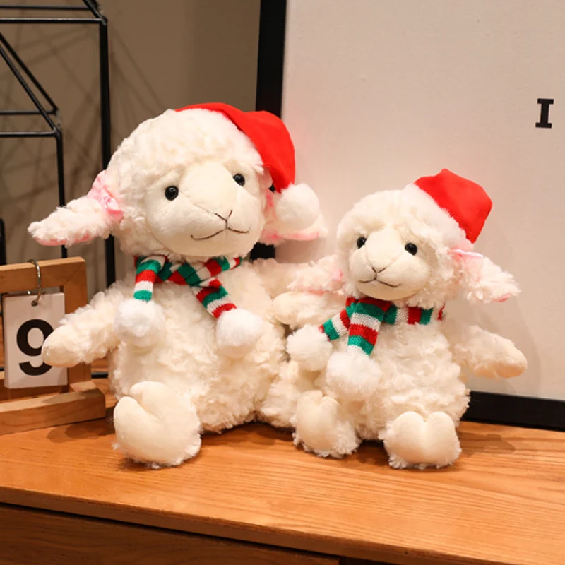 15/22/28cm Cute Soft Christmas Sheep Plush Toys Soft Lamb Plush Dolls Stuffed Sheep Plushie Baby Toys Birthday Gifts for Kids
