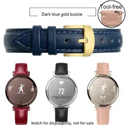 Elegant 14mm Women's Cowhide Leather Watch Strap with Quick Release - Width--14mm (Dark Blue gold)