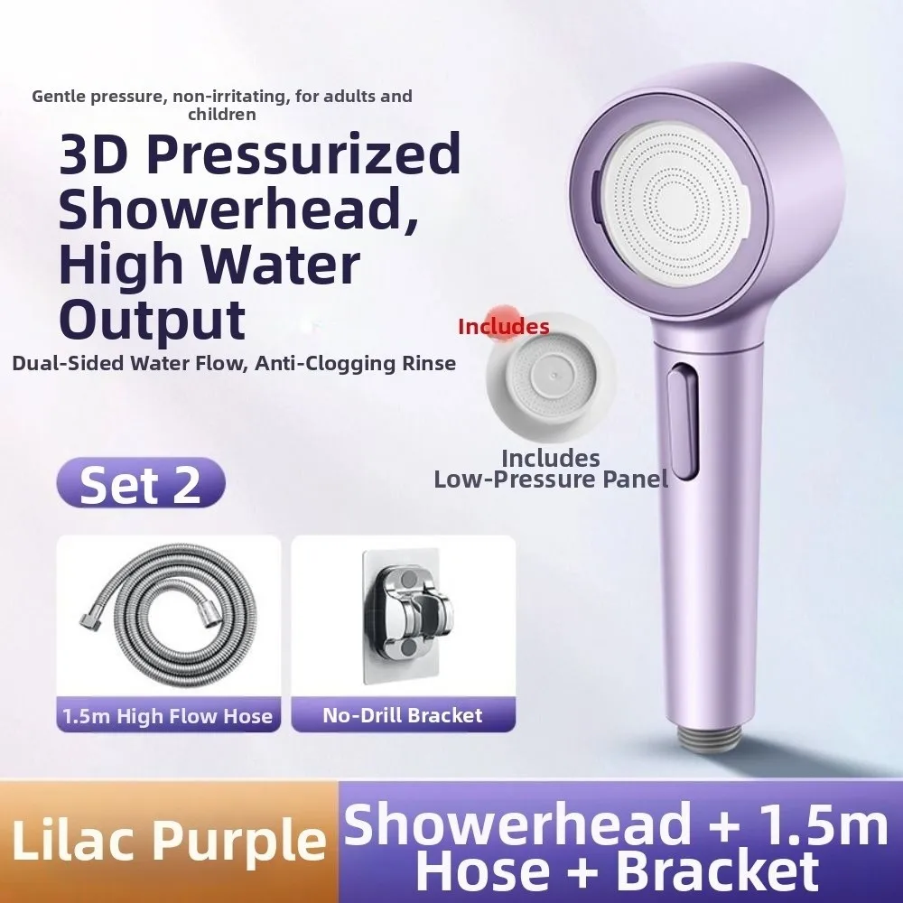 ฝักบัวอาบน้ำแบบถอดได้ ปรับความเร็วได้ 3 ระดับ ฝักบัวแรงดันสูงป้องกันการอุดตัน พร้อมที่ยึดสายสแตนเลสยาว 1.5 ม. 1