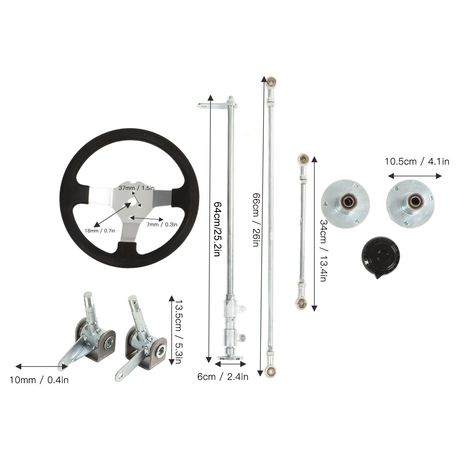 Go Karts 스티어링 휠 키트 부드러운 고성능 300mm 150cc-250cc 엔진 용 더 나은 그립 샤프트 타이로드 랙 키트