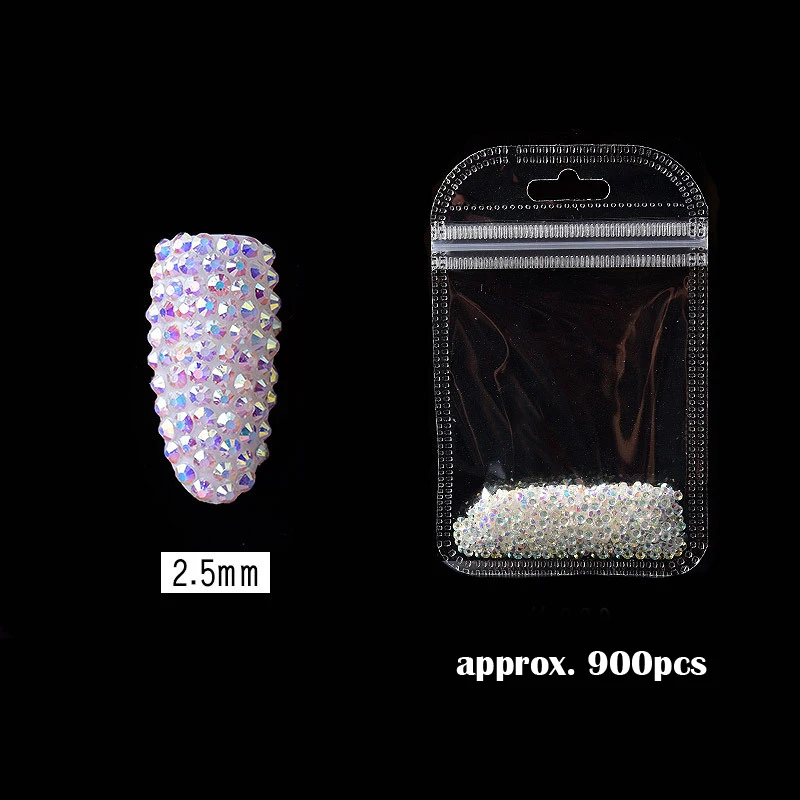 Jelly White AB Flatback runde Strass glitzernde Steine für Nail Art Harz Strass Kleber auf Kristall für DIY Handwerk Dekoration – Detail 6