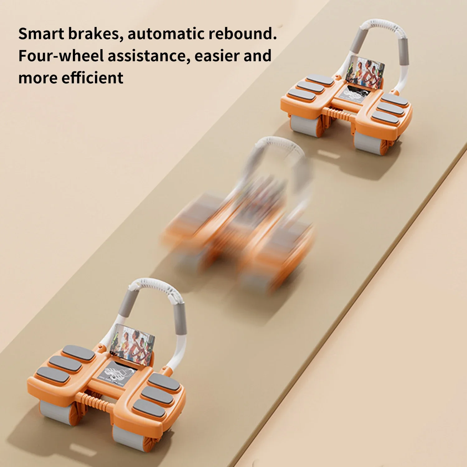 Abdominal Wheel Roller Abs Workout Equipment Machine For Gym Automatic Rebound Elbow Support Fitness Sports With Phone_voghion.com