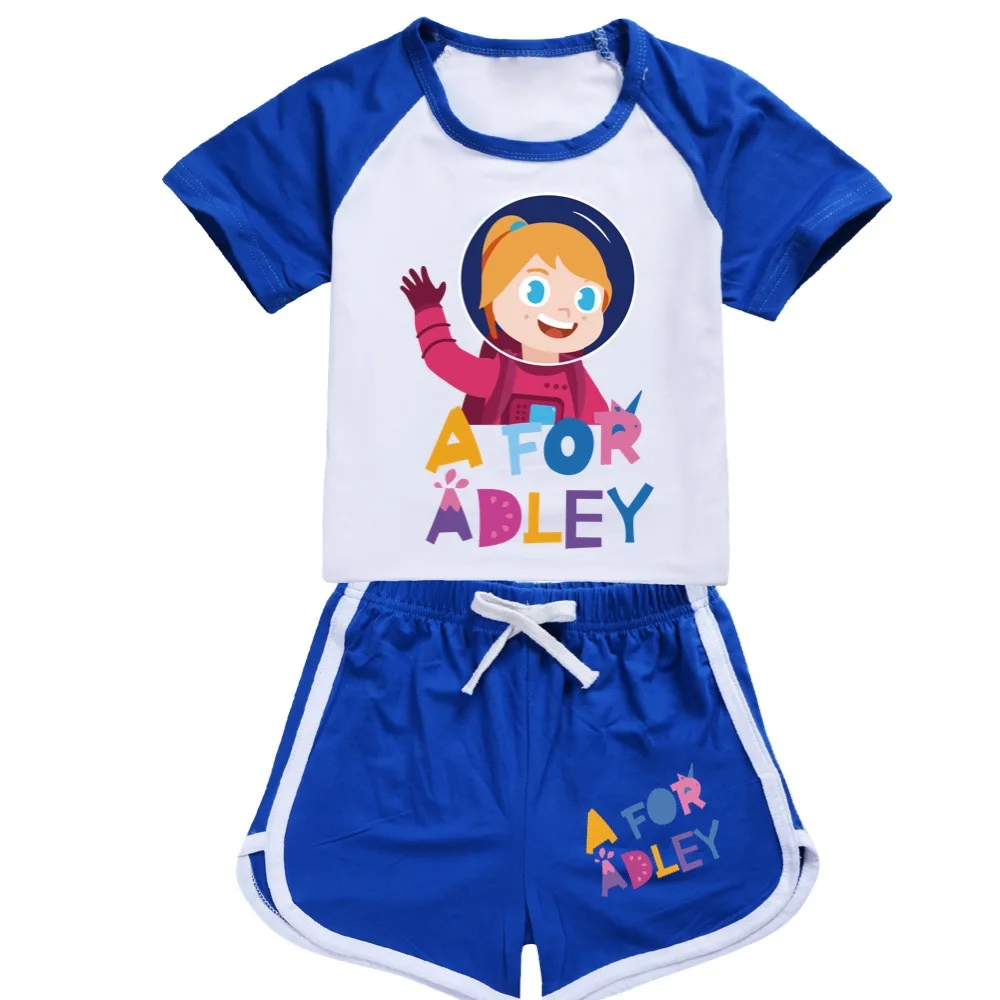 A for Adley 3D Print T-shirt Shorts Leisure Sports Suit Girls Clothing Set Baby Boys Homewear Suit Big Kids Summer Tshirt