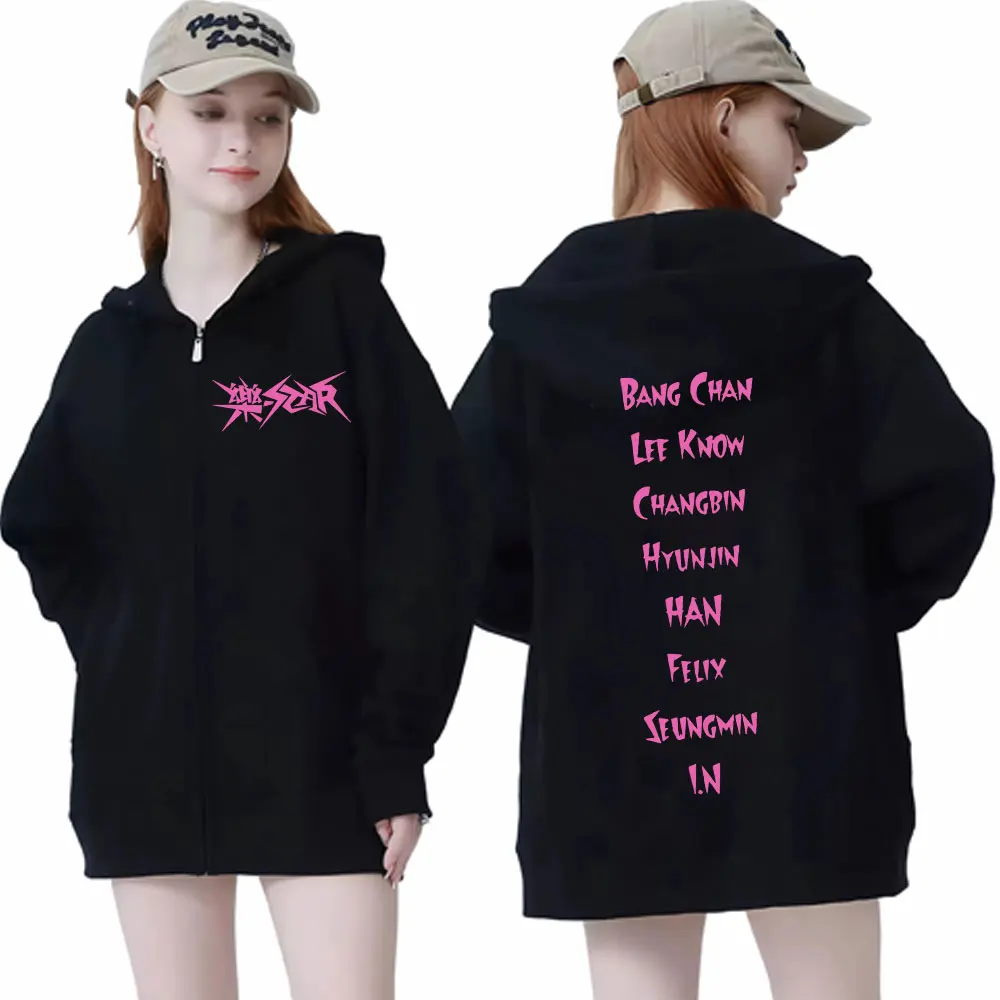 

Boy Band Stray Kids Print Zipper Hoodies 2023 Music Album Rock Star Zip Up Sweatshirts Men Women High Street Fashion Pullovers