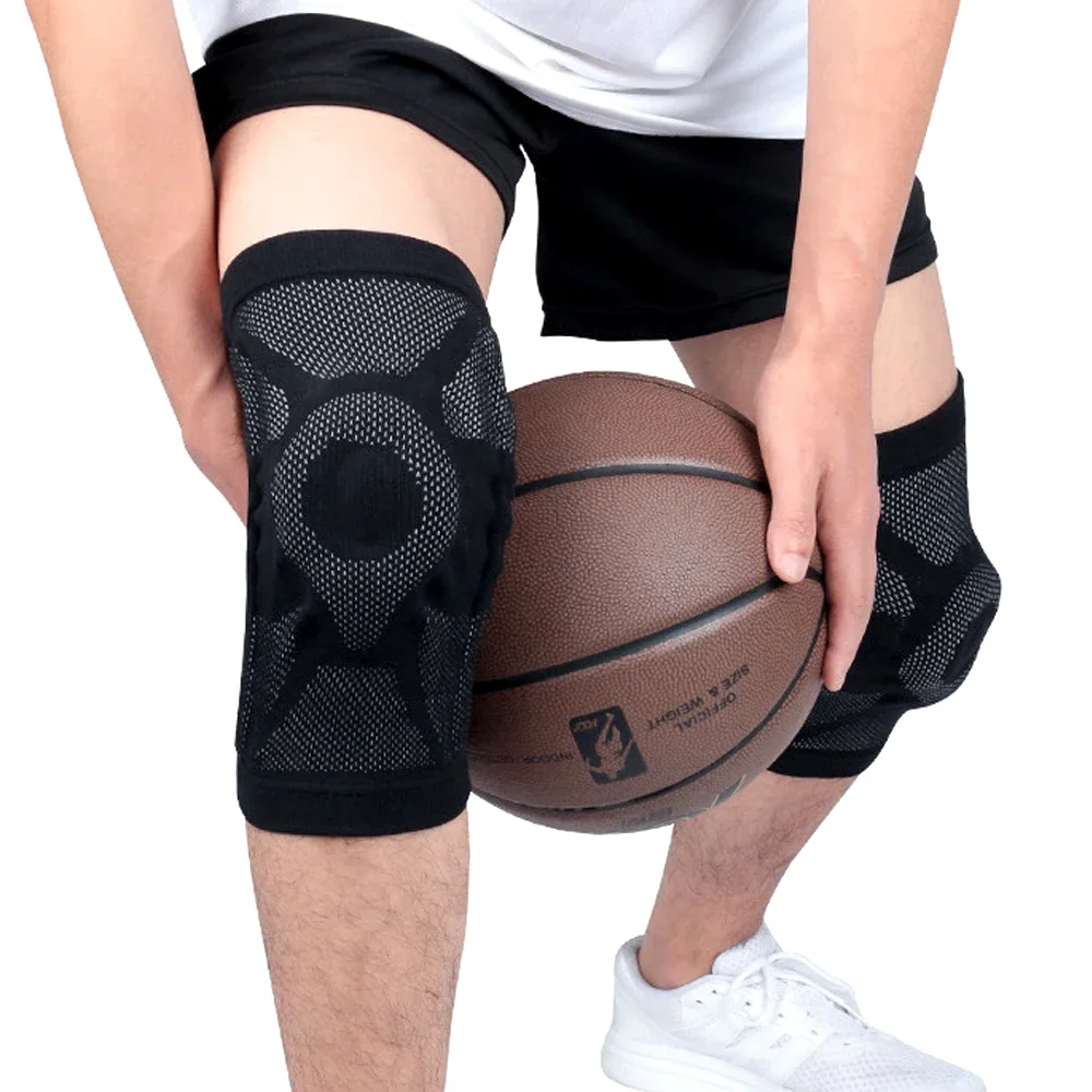 Sports Lengthen Leg Sleeve Knee Pad Breathable Woven Fabric Compression Non-slip Leg Support with Thickened Silicone Ring Unisex