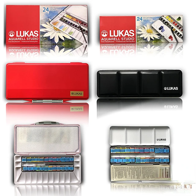 Lukas Studio Halfpans Watercolor Travel Set Of 12 w/ Brush