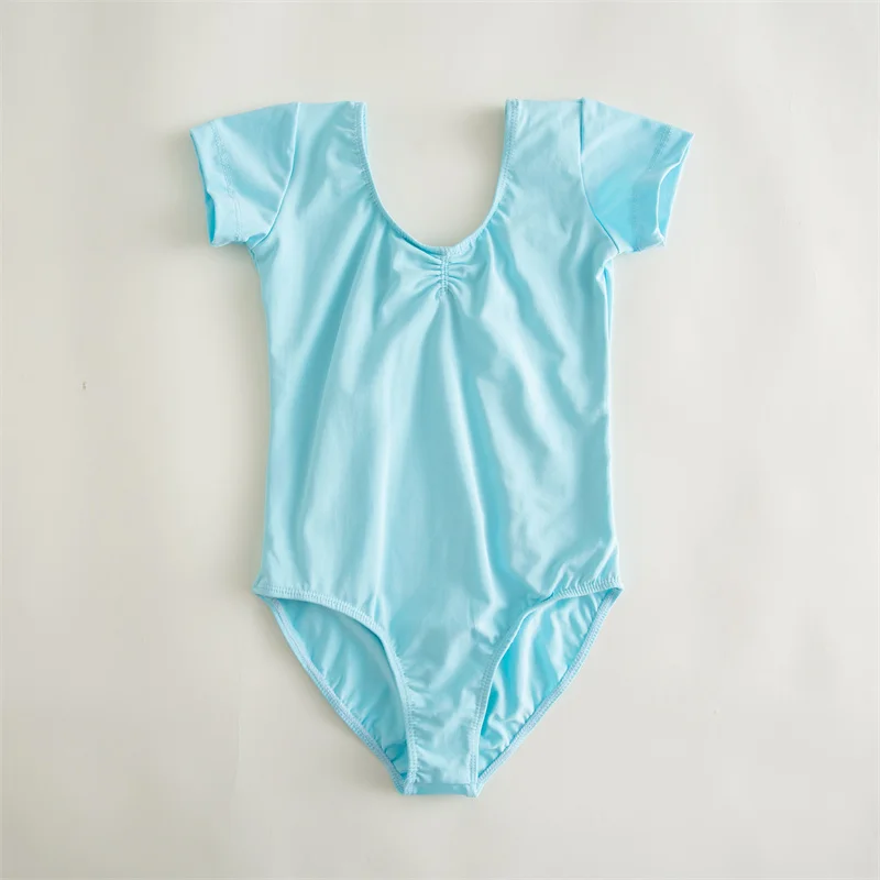 Hochwertige, günstige Tanz-Übungskleidung aus Baumwoll-Spandex, Weiß, Schwarz, Rosa, für Kinder, Mädchen, Kinder, kurze Ärmel, Ballett-Trikots – Detail 13