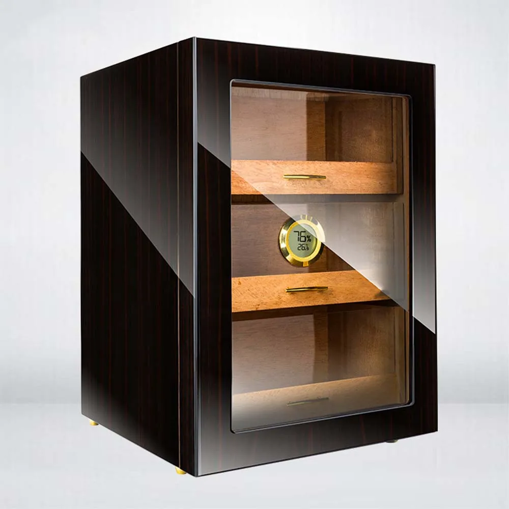Small Cigar Cabinet Perspective Window Cedar Wood Cigar Cabinet Display Moisturizing Box Cooler Gabinete