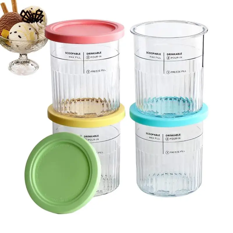 

Ice Cream Pints Reusable Ice Cream Yogurt Container Storage Jar With Sealing Lid Leak Proof Bottles Kitchen Gadgets With Lids