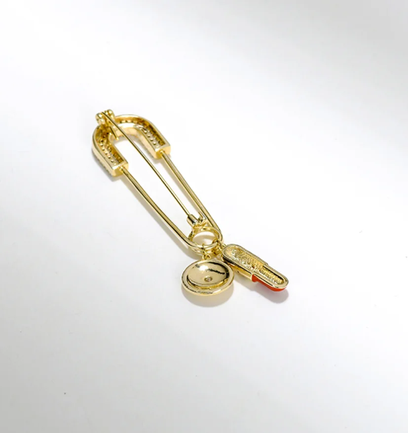 2023 new trend Suit pin shape copper inlaid Zircon Pendant Lapel pins Brooch fashion jewelry for women