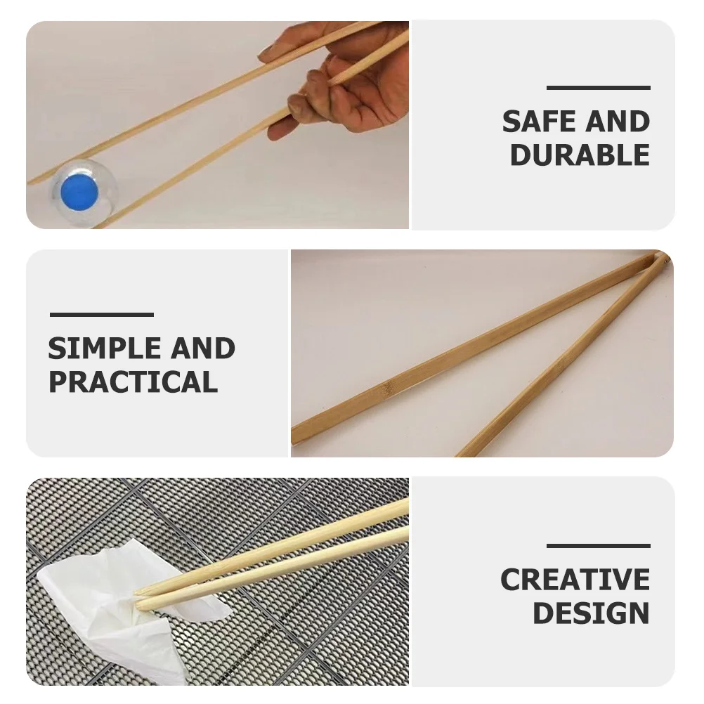 2 Pcs Bamboo Trash Tongs Grabber Clip Tool Collector Garbage Picker Clamp Elderly Litter 4