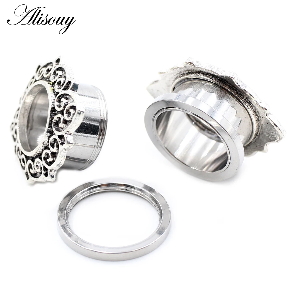 2PC Stainless Steel Flower Star Moon Ear Tunnel Plugs Expander Stretcher Gauges Piercing Hollow Expander Body Jewelry piercing jewelry body piercing jewelry body jewelry ear piercing jewelry