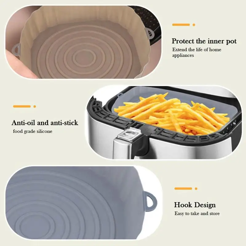 Air Fryer Silicone Basket Reusable Airfryer Pot Pan Liner Heat Resistant Food Baking For AirFryer Oven Accessory Home Appliances