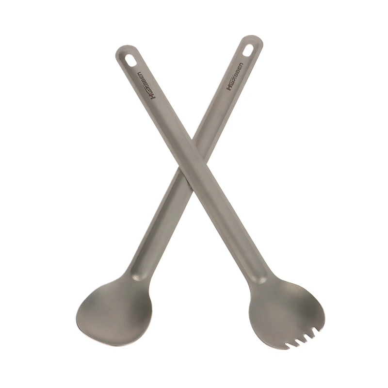 Camping Portable Cutlery Long Handle Spoon Lightweight Stainless Steel Corrosion Resistance Spork for Picnic Dinnerware
