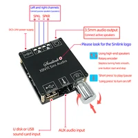 2*50W Bluetooth 5.0 Power Amplifier Class D Audio 10W~200W HiFi Stereo Wireless Music Player Mini USB Sound Card App Digital AMP 3