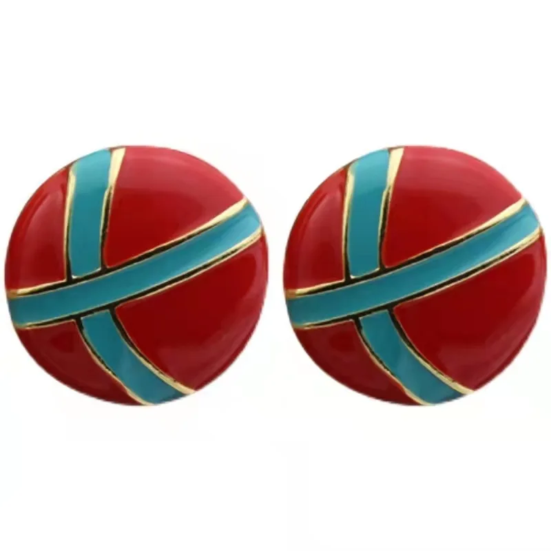 Red Enamel Earrings No Hole Ear Clips Vintage Court Style Clip Earring