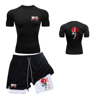 Ensembles de sport décontractés à la mode pour hommes et femmes, ensembles de fitness à séchage rapide, imprimé animé Baki Hama, shorts 2 en 1 5