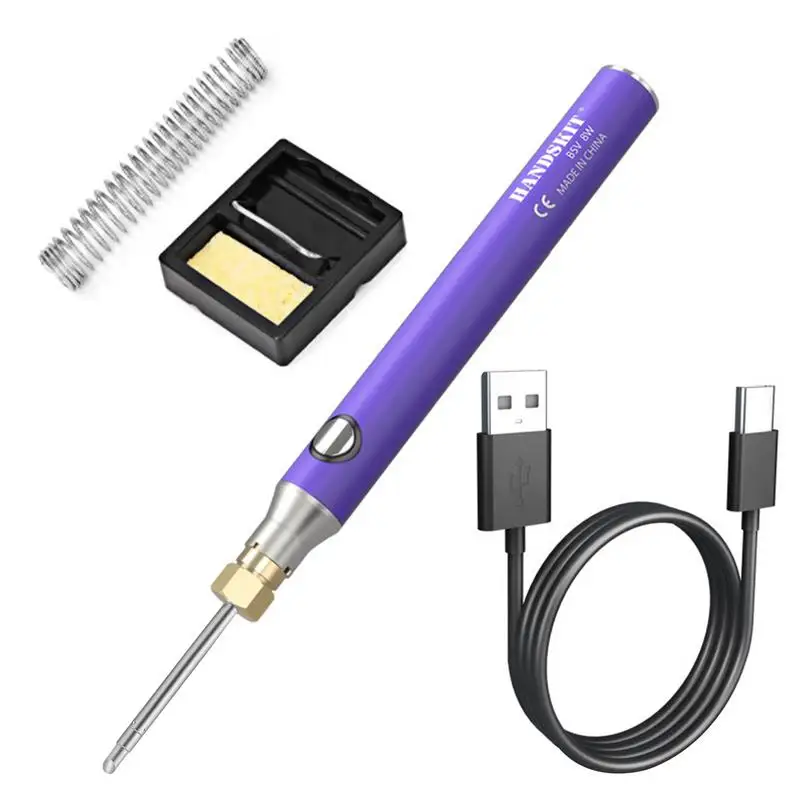 

Electric Solder Iron Kit 8W Soldering Iron With Interchangeable Iron Tips 5V Adjustable Temperature Soldering Welding Tools US