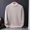 2024 Cashmere Sweater O-neck Pullovers Men's Loose Oversized M-3XL Knitted Bottom Shirt Autumn Winter New Korean Casual Men Top 5