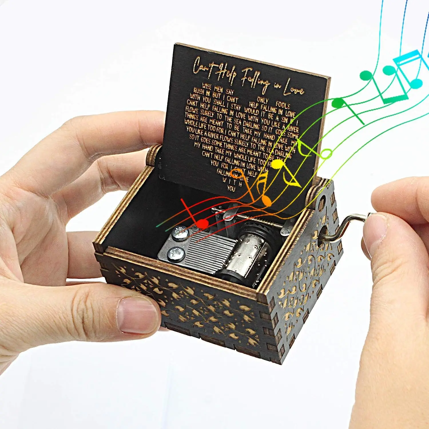 Wooden Hand Cranked Falling In Love Music Box Lover Valentine Day Gifts Birthday Present Wooden Music Box 3