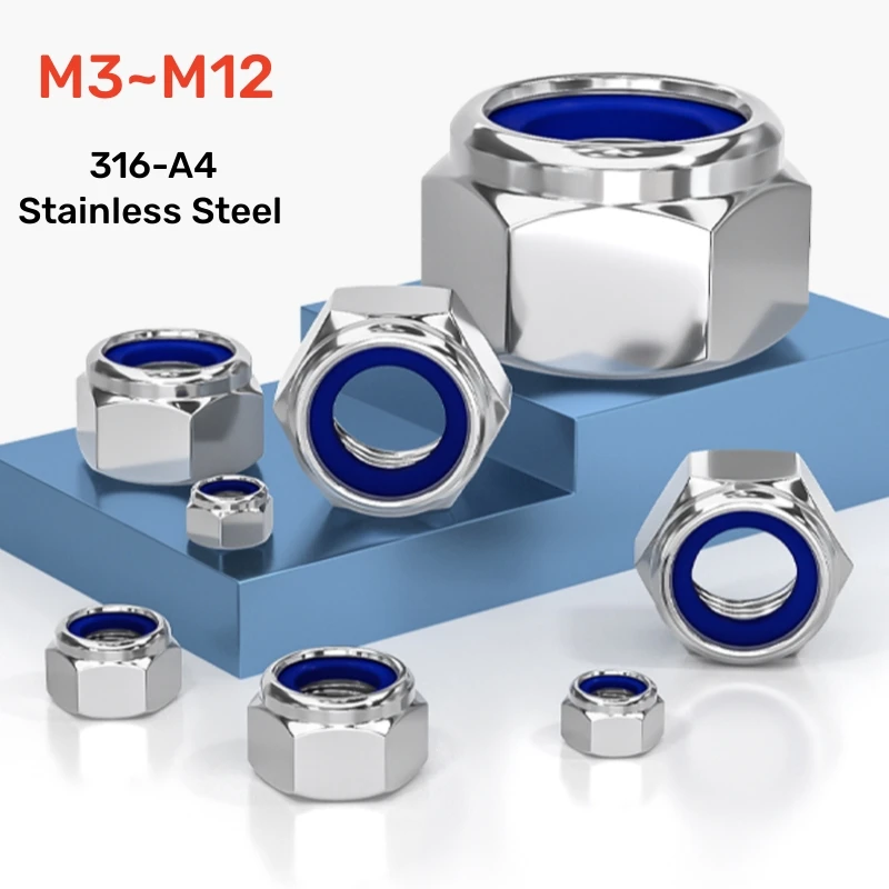 A2 Stainless Steel Nyloc Insert Nuts Nylon Self Locking M1.6 - M36 M4