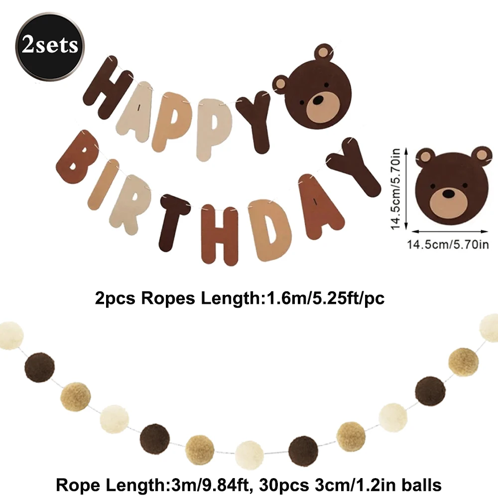 Kinder Teddybär Party Dekoration Filzhut Alles Gute zum Geburtstag Banner Folie Bär Nummer Luftballons Jungen 1. Geburtstag Babyparty Zubehör – Detail 13