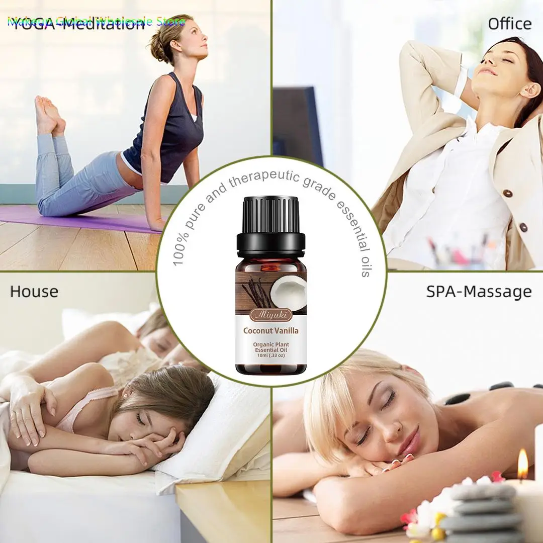 3Pcs Pure And Therapeutic Grade Essential Oils Fragrance Oil Diffuser Coconut Vanilla Organic Plant Essential Oil