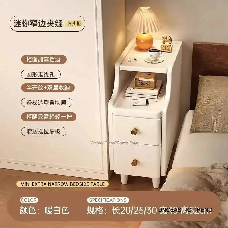 New Home Solid Wood Bedside Tables Extremely Narrow Study and Bedroom Cabinets Simple Storage Side Cabinets Home Furniture
