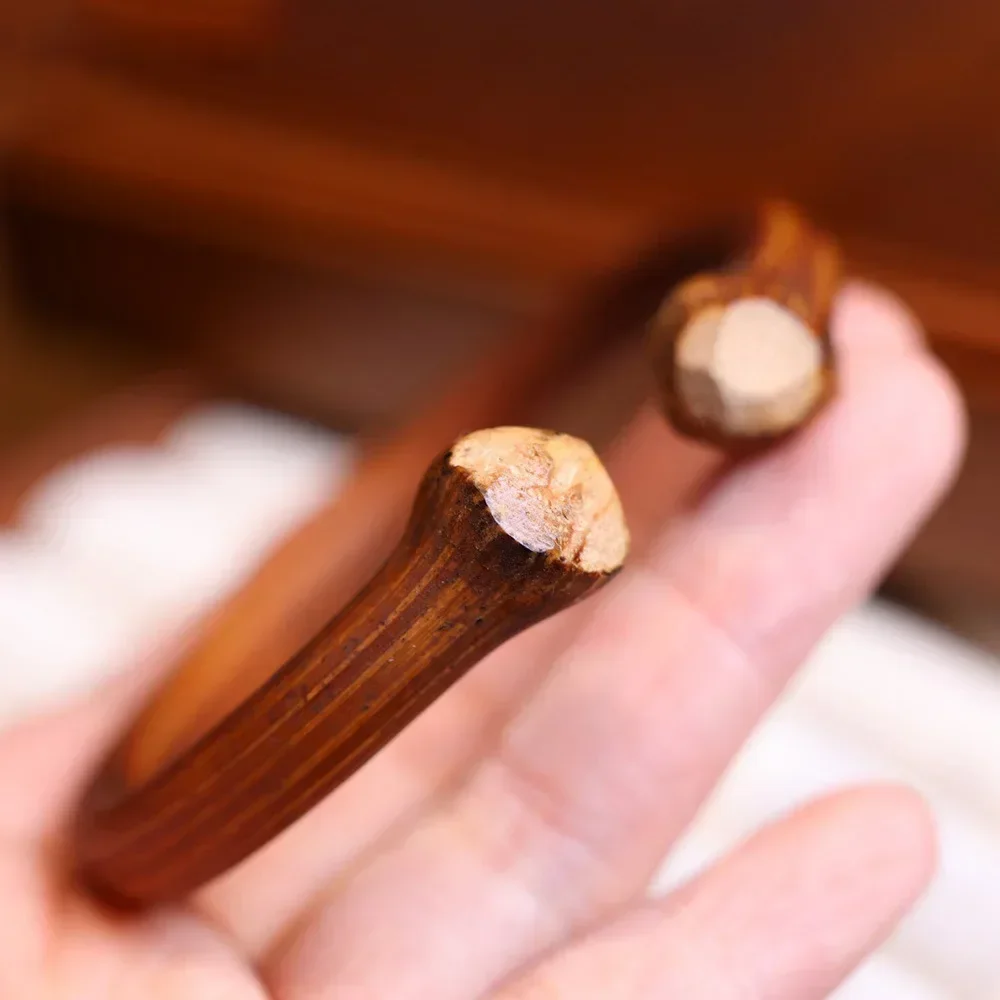 Natural Chicken Blood Vine Adjustable Bangles Vintage Couple Set Cat's Eye Stone Opening Knotless Wooden  Party Jewelry 5