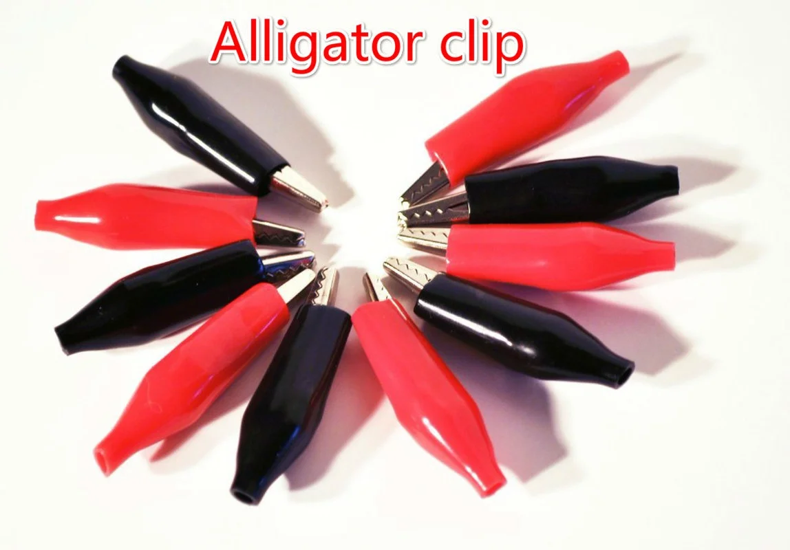 10 Pcs Random Color Soft Plastic Coated Testing Probe Alligator 28mm Clips 300V~5A Multifunctional Power Metal Clips New