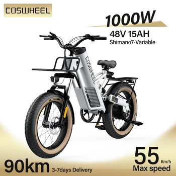 Coswheel M20 전기 자전거, 산악 자전거, e바이크, 20 인치, 48V, 20AH, 사이클링 실내 자전거, 1000W 로드 스노우 e바이크