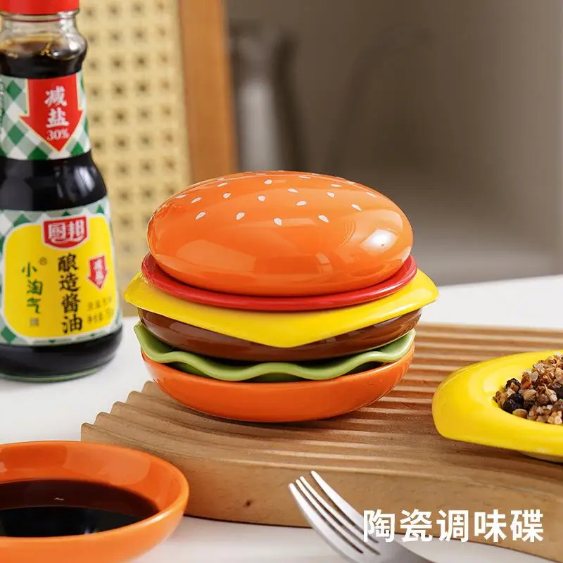 Set di Piatti Impilabili per Hamburger, Piatto Mini a 6 Strati, Piatto per Salsi Divertente, Contenitori per Salse, Decorazione da Tavola - immagine 3
