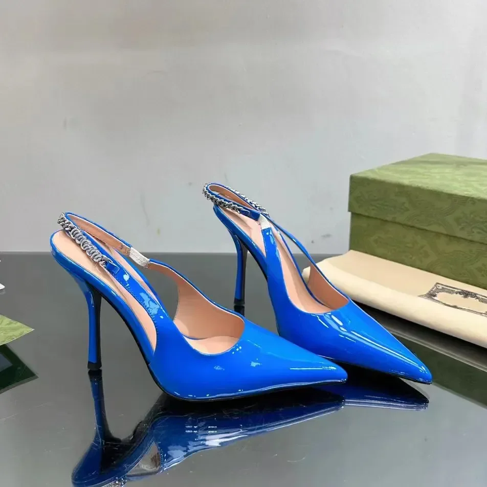 Sandals Sier Veet High Kitten Pink Dress Lady Elegant Pointed Slingbacks Lacquer Leather Heels Shoes Woman Designer