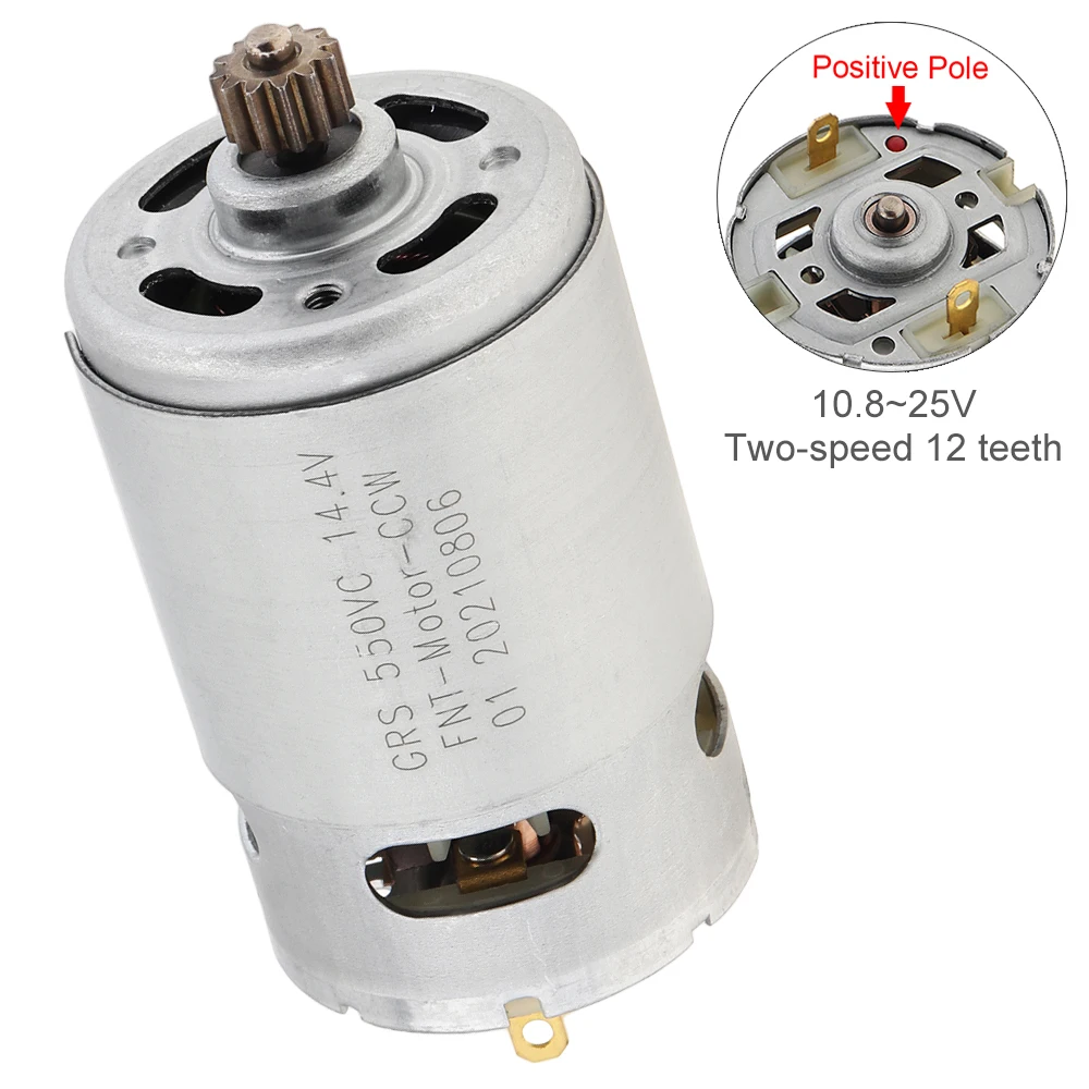 Motor dc para Furadeira Elétrica e Chave de Fenda Engrenagem de Alto Torque Rs550 10.8v25v 21500-29000rpm 12 Dentes